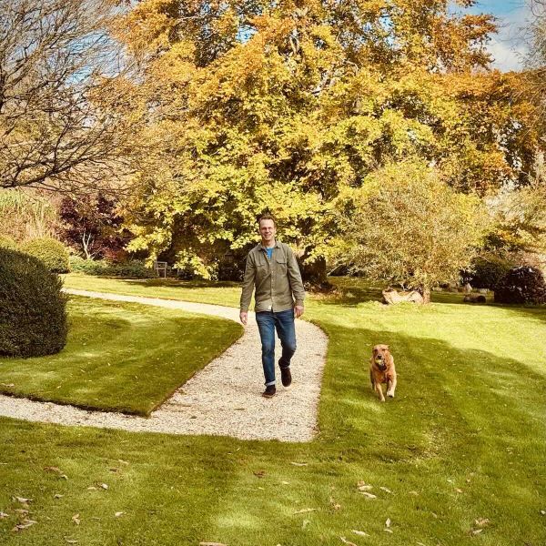 Leigh walking with dog